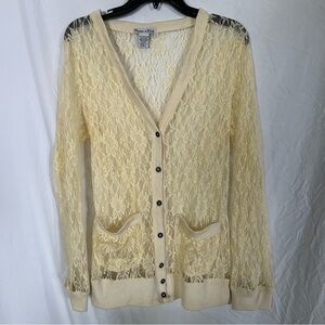 Rachael & Chloe Cream Lace Cardigan- Women’s Large-Romantic Boho Vintage- Floral